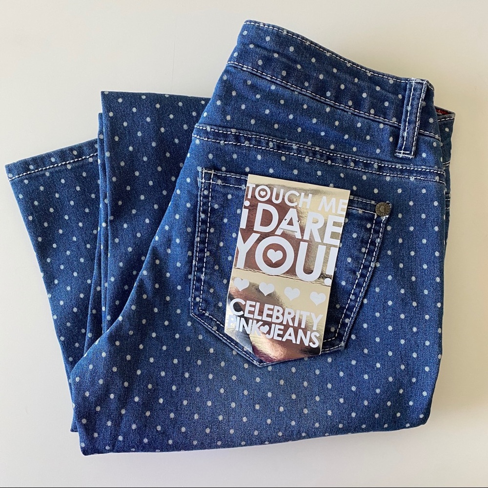 NWT Celebrity Jeans polka dot denim